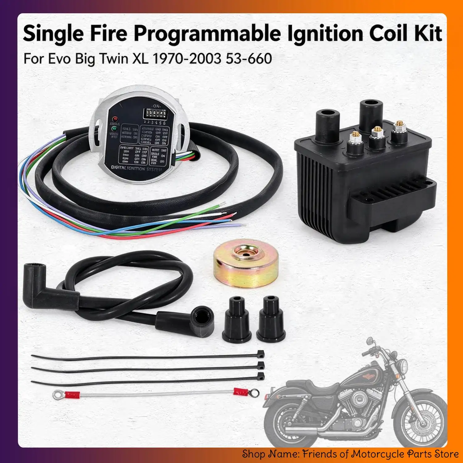 Motorcycle Ignition Pick Up Trigger Coil For Single Fire Programmable Ignition Coil Kit For Evo Big Twin XL 1970-2003 53-660