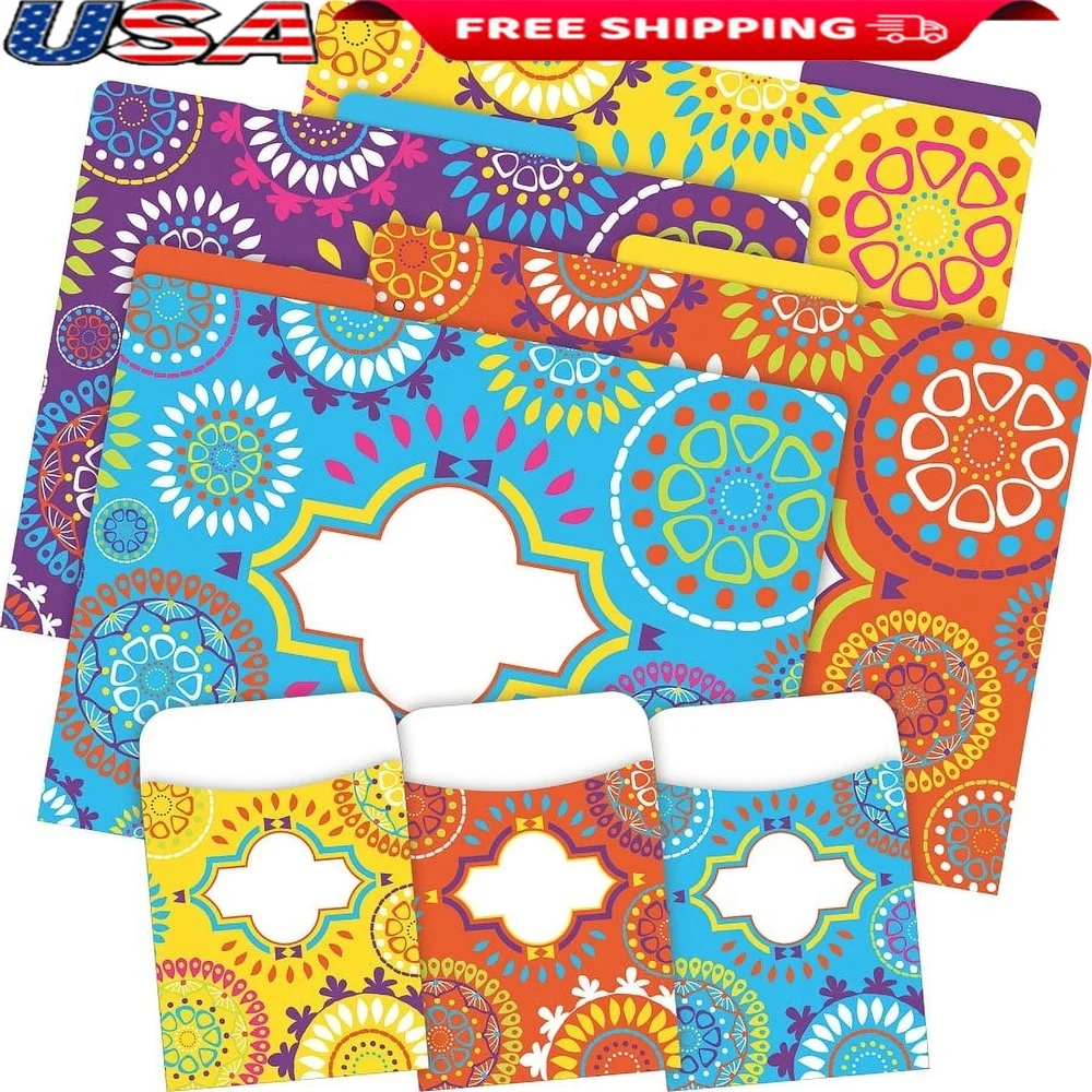 

12 двусторонних папок для файлов с 30 отделениями и карманами для библиотеки, организация учебных центров и занятий