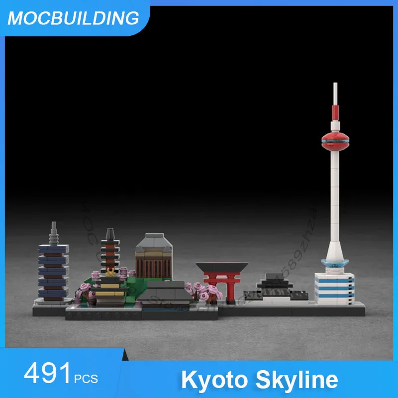 Bloques de construcción MOC Kyoto Skyline modelo pantalla DIY montar ladrillos colección de arquitectura urbana juguetes creativos de Navidad regalos 491 Uds