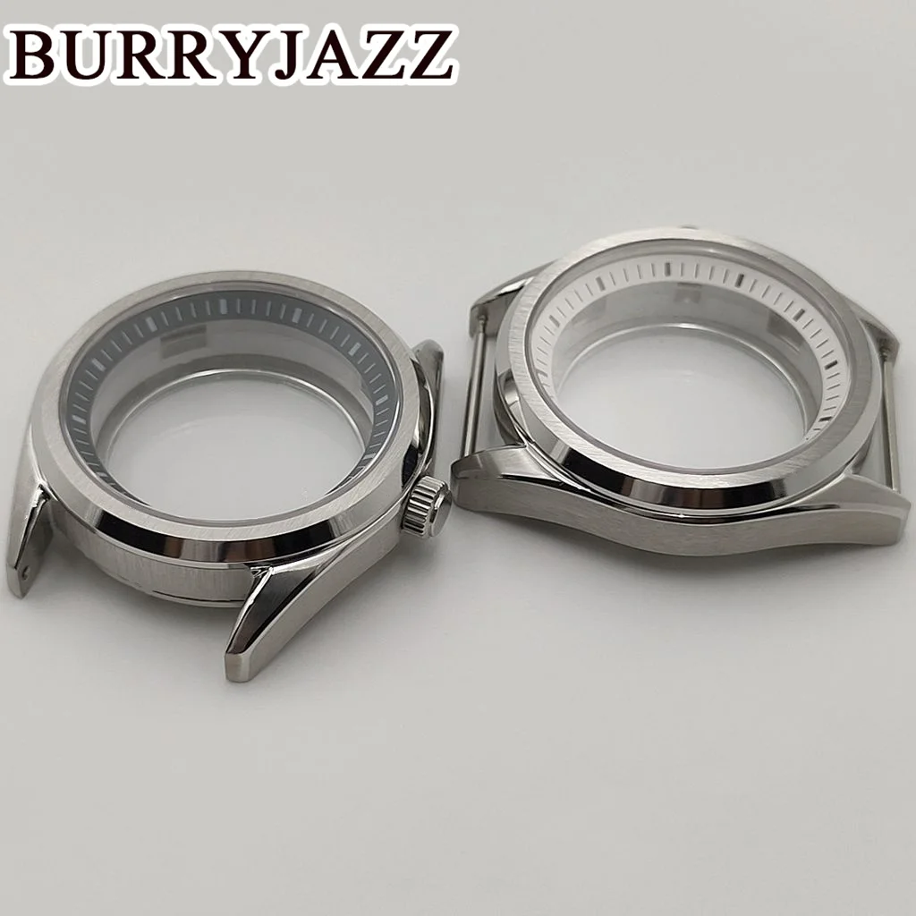 BURRYJAZZ 40mm NH34 NH35 NH36 NH38 NH39 NH70 NH72 Watch Case Silver Stainless Steel Case Waterproof Sapphire Crysta