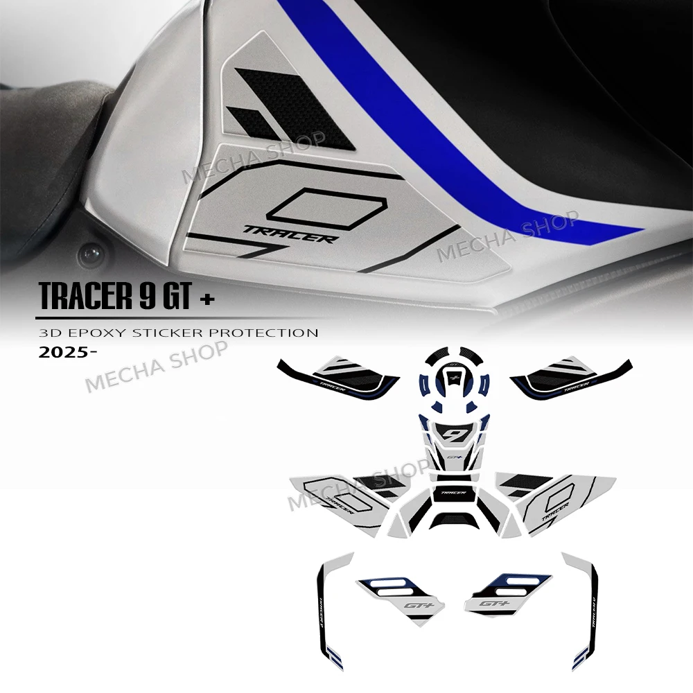 Handguard 3D Stickers for Tracer 9 GT + 2025 Tank Pad Motorcycle Fuel Tank Protective Decal Kit