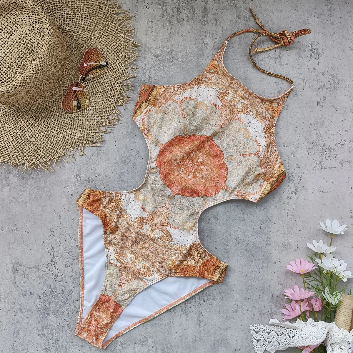 Sexy Bikini Set Backless Frauen Badeanzug Weibliche High Neck Print Bademode Langen Rock Bikini Set Badeanzug Bademode Cover Up