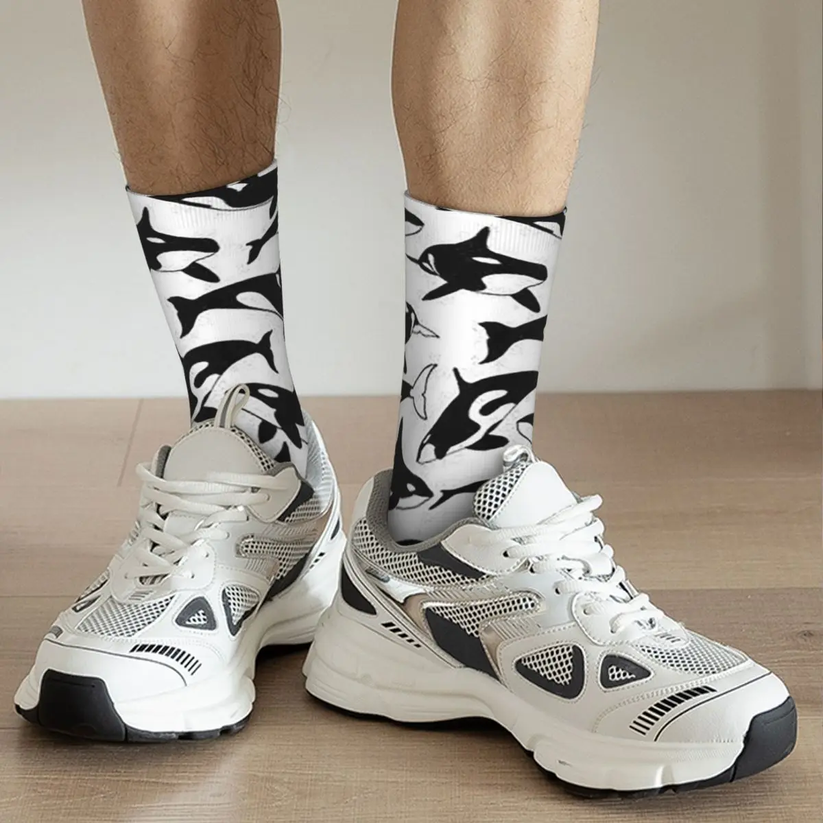 Group Of Orca Whales Swimming In The Ocean Socks Harajuku Super Soft Stockings All Season Long Socks for Valentine's Day Gifts