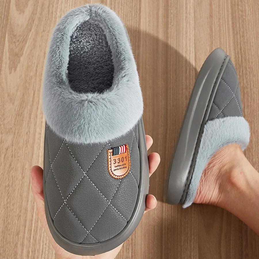 Herren-Winterhausschuhe mit Memory-Schaum, Plüsch, warm, gemütlich, luxuriöse Hausschuhe, Stoff-Freizeitpantoffeln, große Größen, Plateau-Sohle – Detail 9