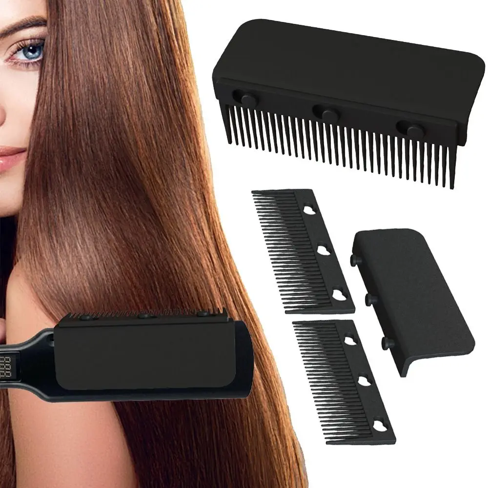 Hair Straightening Flat Iron Comb Attachment Clip On V Type Nimble Comb Washable Disassemble Hair Straightener Comb Barber