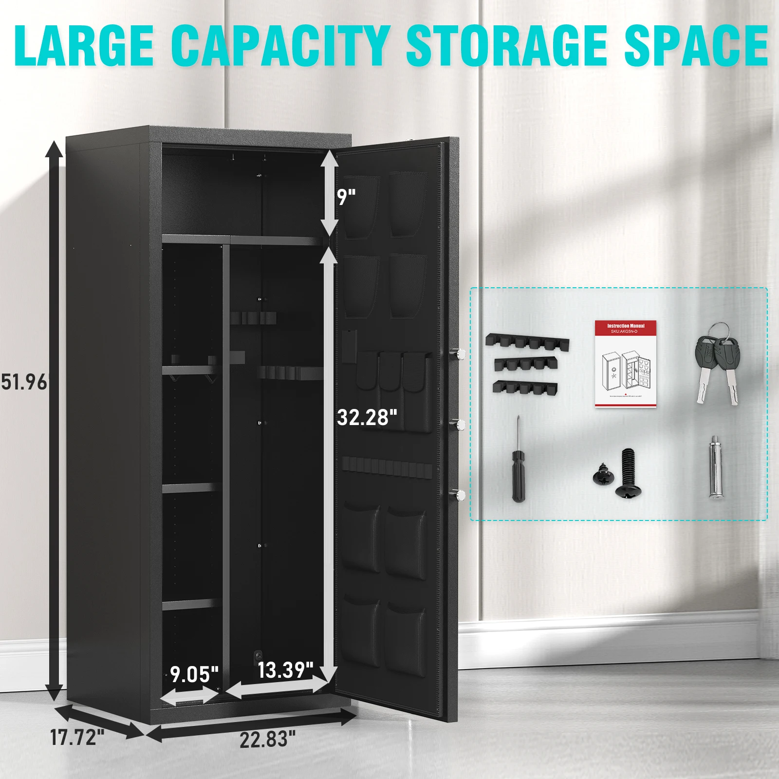 15-20 Gun Safe for Rifles and Pistols, Large Unassembled Rifle Safe with Mute Function & Dual Alarm