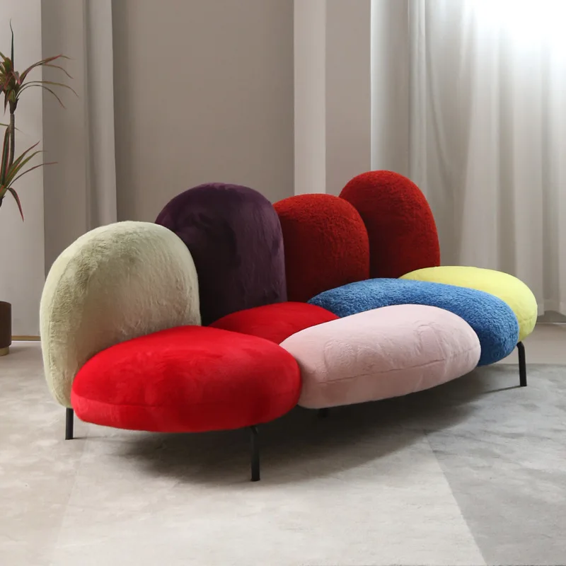 

Light luxury puff sofa apartment B & B small apartment living room plush Internet celebrity sofa designer furniture