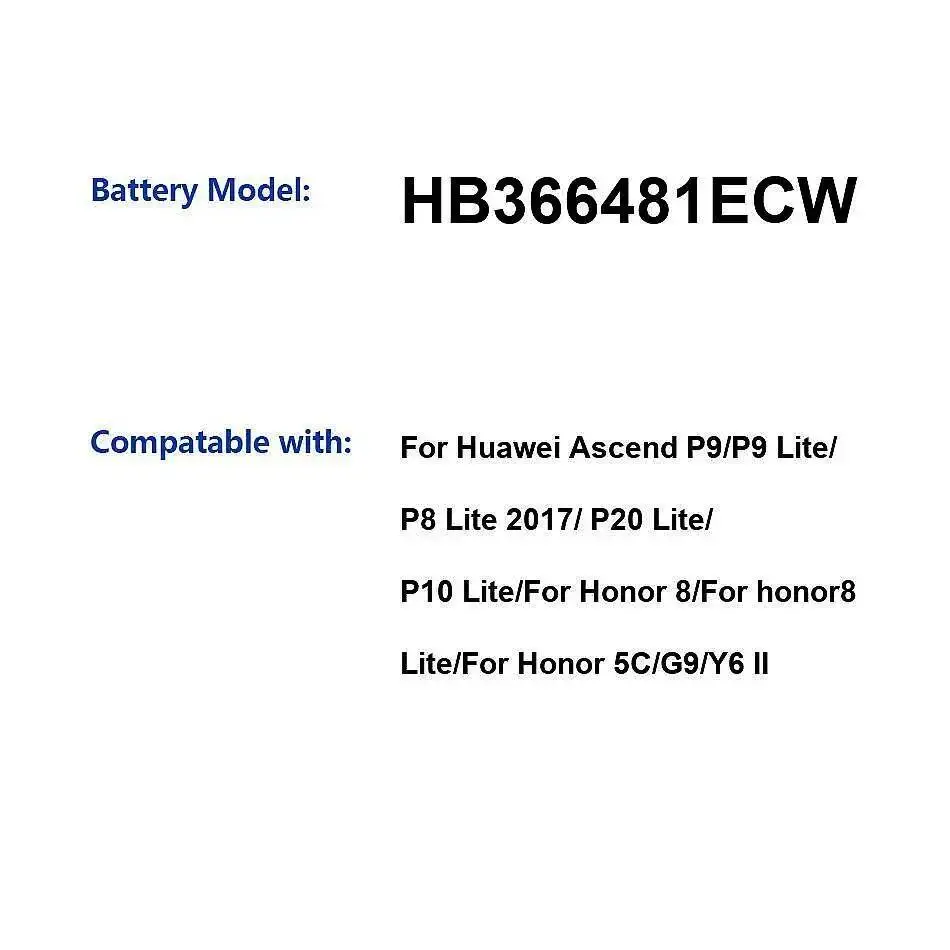 

HB366481ECW для Huawei Ascend P9 Lite P8lite 2017 P20lite P10lite Honor 8 5C G9 Y6 II Аккумулятор 2900 мАч Высокоэффективный