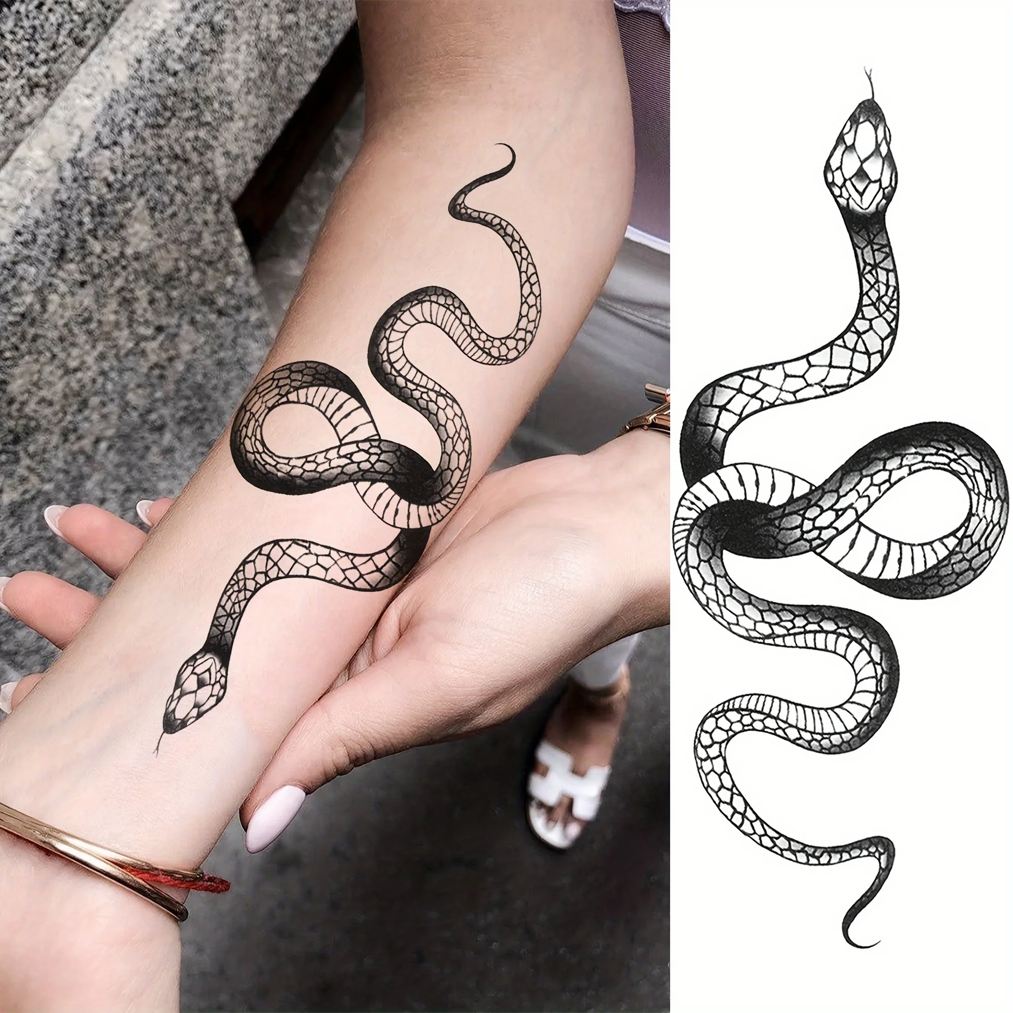 1 Sheets Snake Flower Temporary Tattoos For Women Adults Henna Rose Tattoo Temp Sticker Fake Peony Body Art Arm Leg Forearm