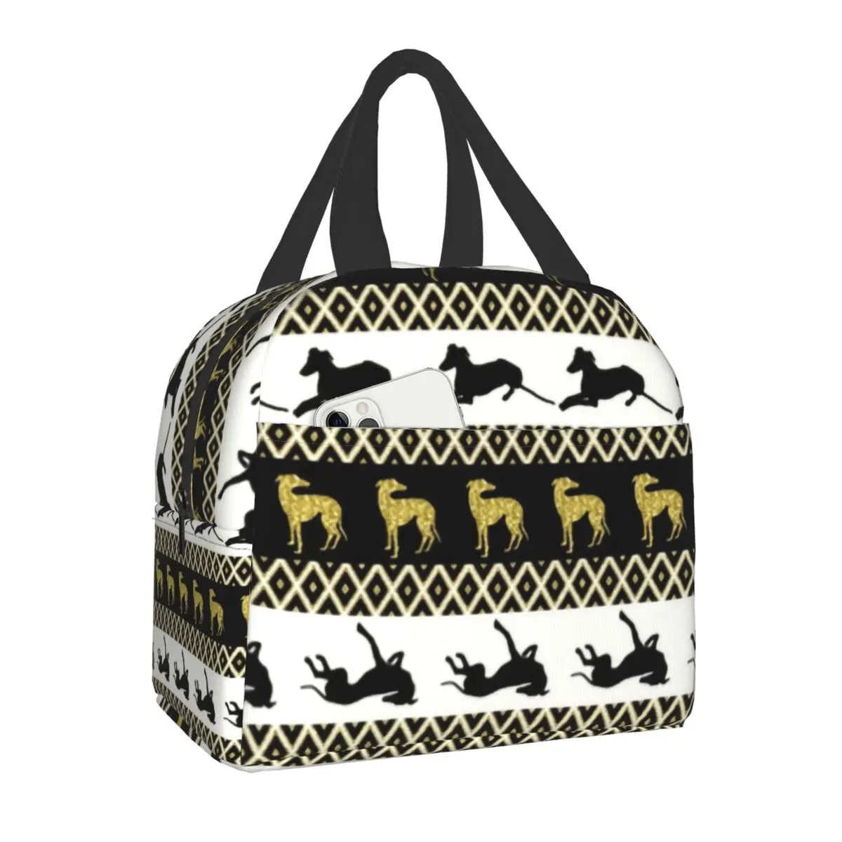 Greyhound Whippet Dog Resuable Lunch Boxes Cartoon Sighthound Thermal Cooler Food Insulated Lunch Bag For Kids School Children