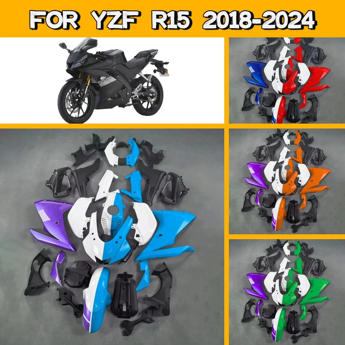 Super Fairing Kit for 2018-2024 Yamaha YZFR15 Body Works Cover Fairings 18-24 YZF R15 Plastic Injection