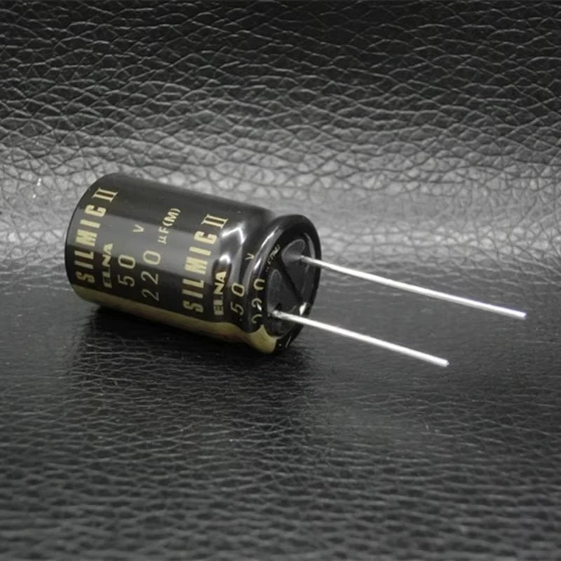 (2pcs) 220uf50v ELNA SILMIC II Through Hole 50v220uF Audio Aluminum Electrolytic Capacitor
