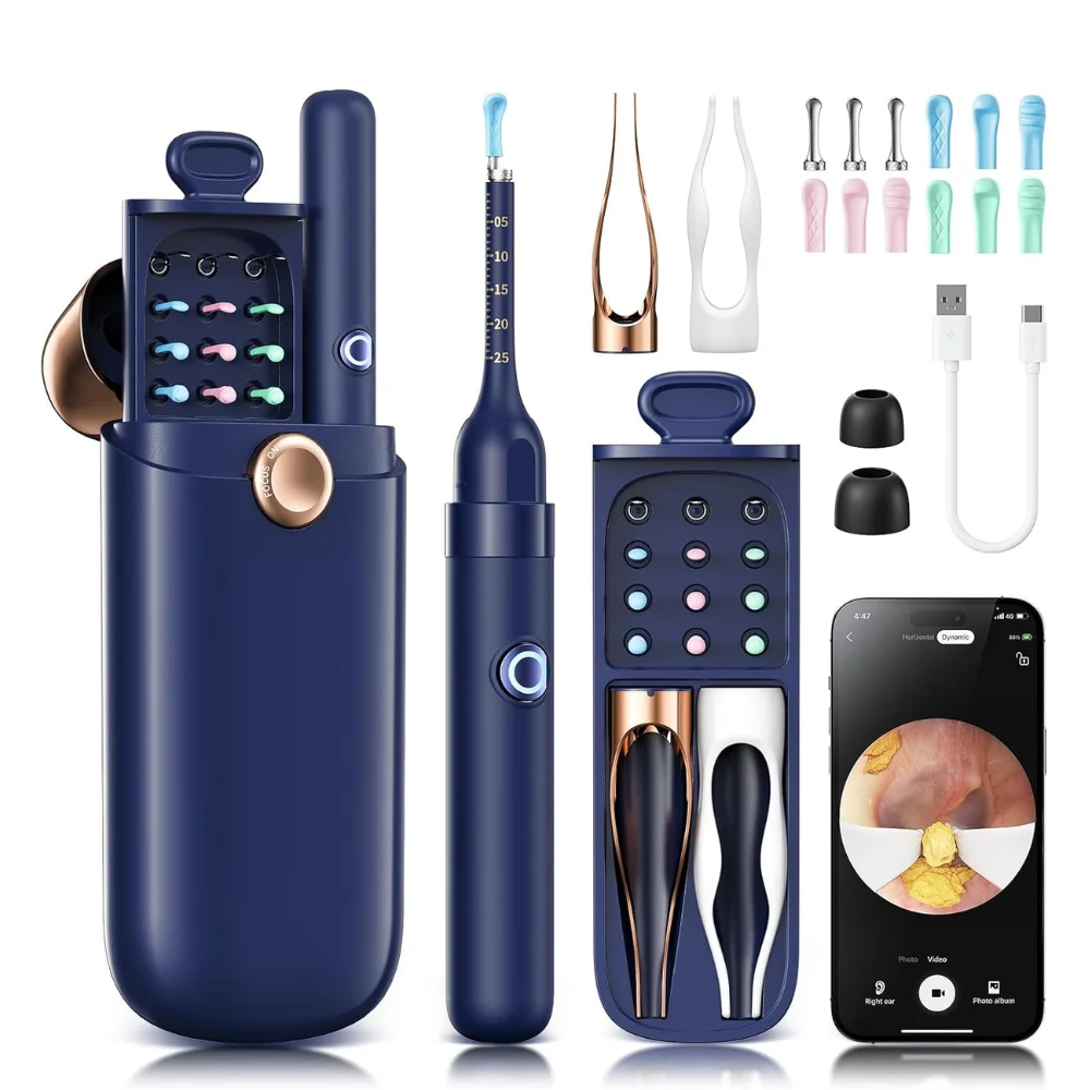 Wireless Smart Visual Ear Wax Cleaner with 1080P HD Camera, WiFi Ear Cleaning Tool Kit for Home Use Ear Wax Remover