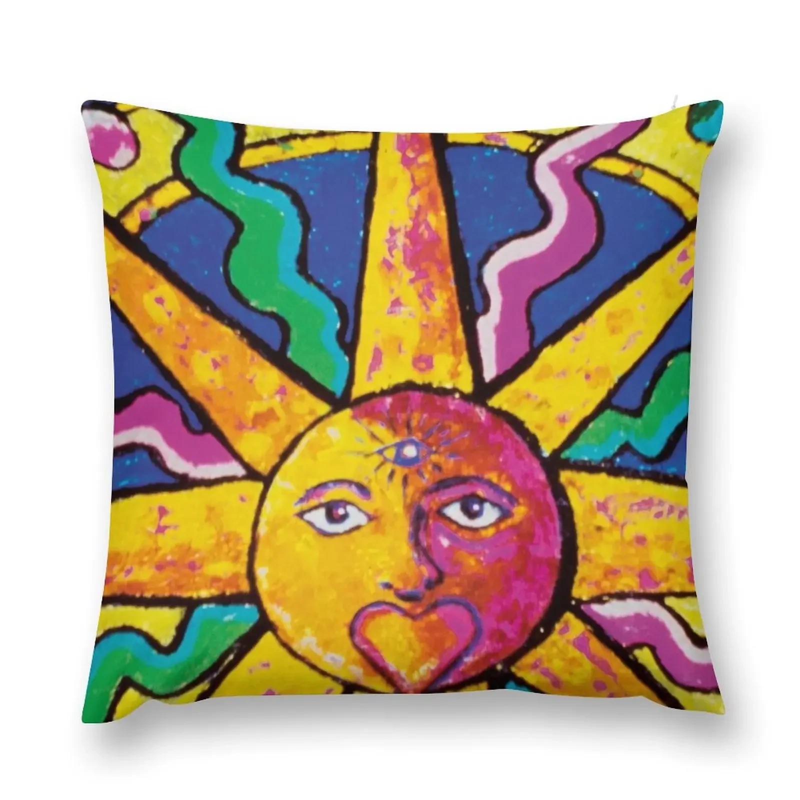 

Sun Mandala - Sun of the Fool Painting (Close up #1) Throw Pillow Sofa Cushions Covers pillow