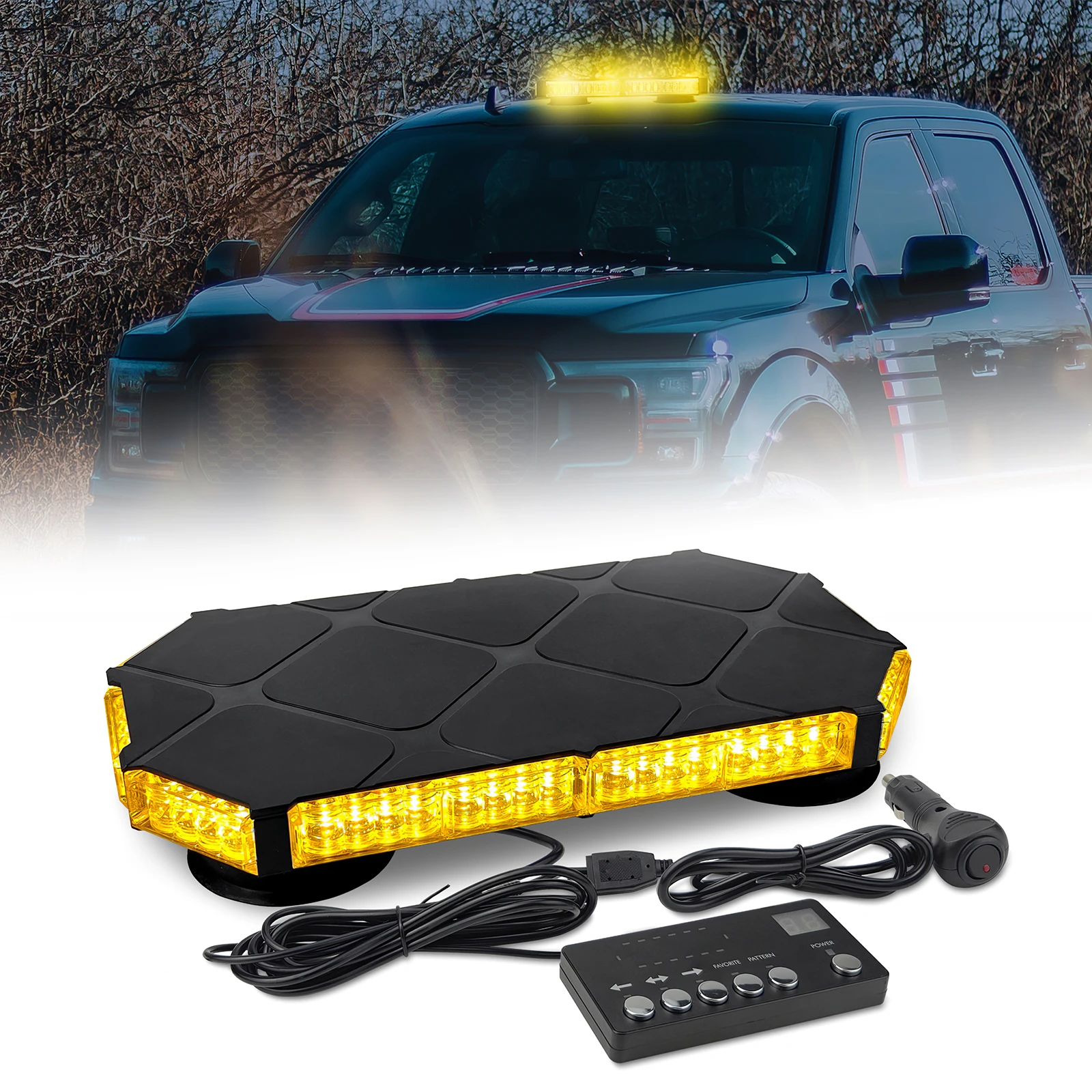 

Universal Car Diamond Black Housing 56 LED Roof Strobe Warning Light Ceiling Mount High Quality Auto Parts With Remote Control