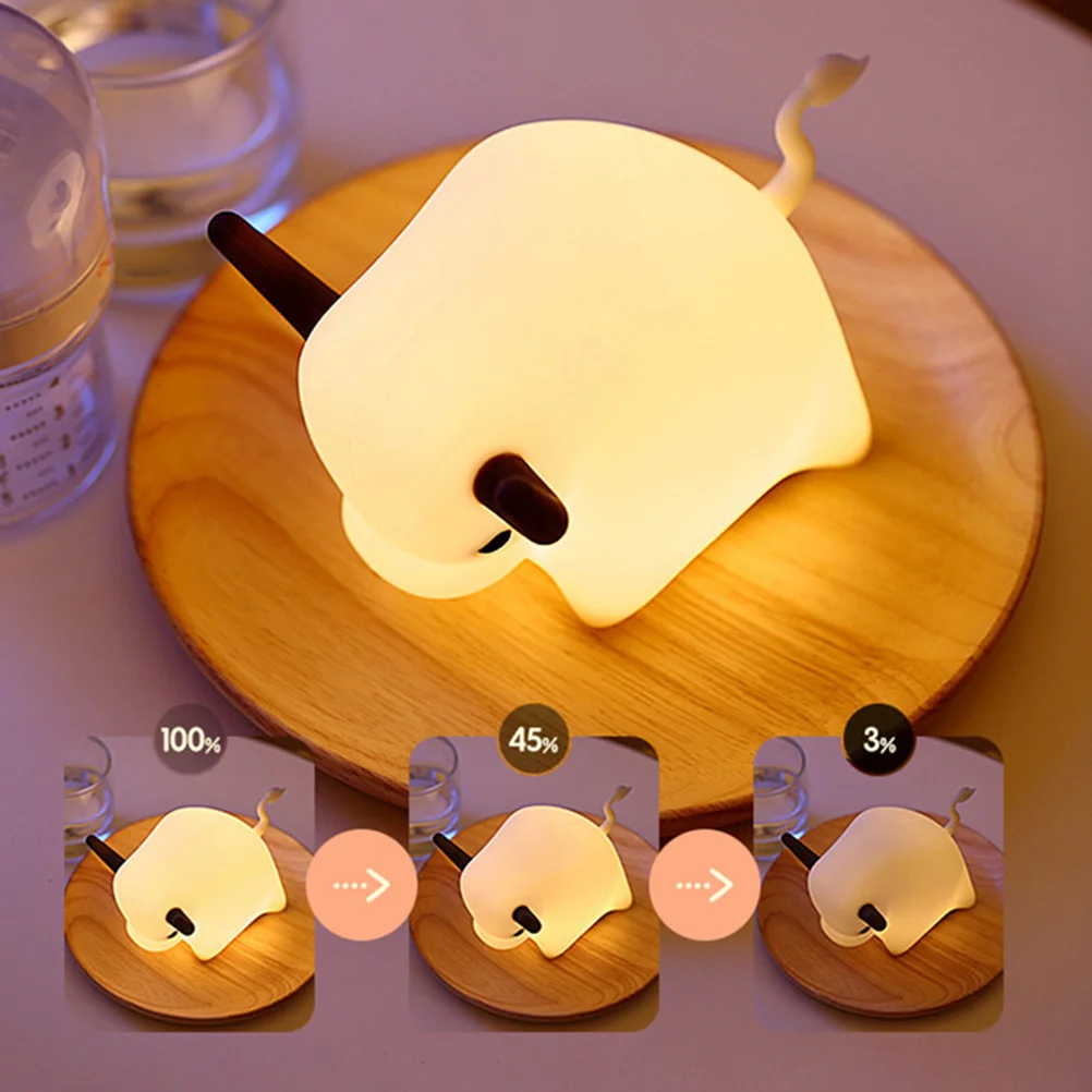 1 pçs bonito dos desenhos animados bezerro luz da noite silicone berçário lâmpada de cabeceira led bebê sono luz pated silicone noite lâmpada
