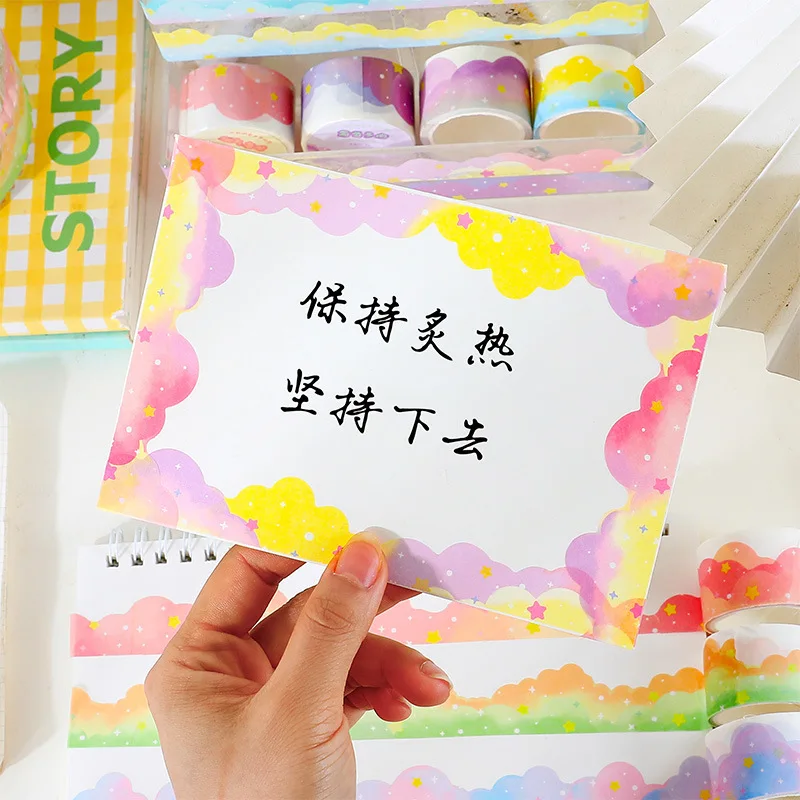 Girl Heart Cute Gradual Clouds Handbook Tape Cartoon Student Handbook Sticker and Paper Material Film Washi Tape