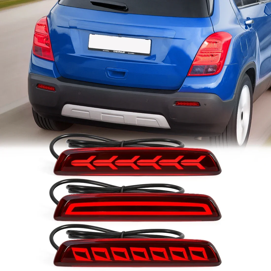 For Chevrolet Chevy Trax 2012 2013 2014 LED Rear Bumper Reflector Lights Brake Warning Dynamic Turn Signal Car Accessories 12V