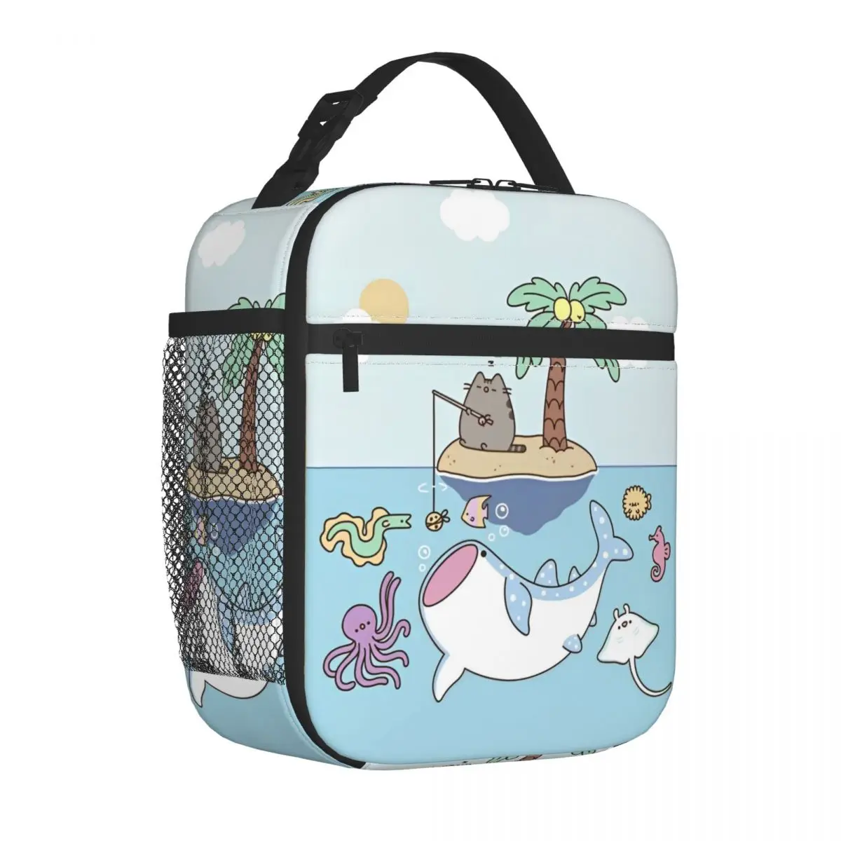 

Pusheenns Fishing Insulated Lunch Bags Thermal Bag Reusable Lunch Container Kawaii Cute Portable Lunch Box Tote Girl Boy Outdoor