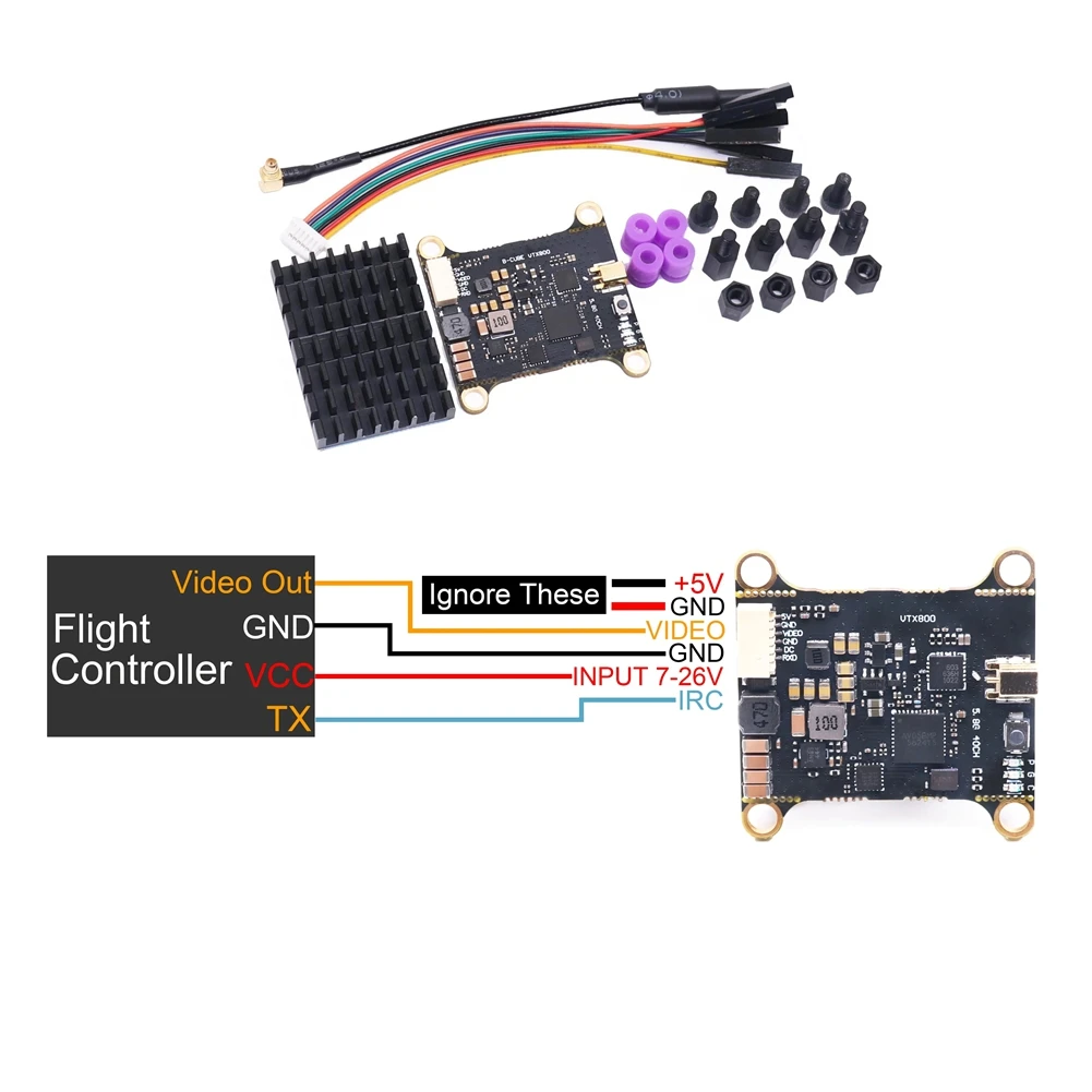 ABJF-장거리 RC 비행기 FPV 드론 호환 B-CUBE 5.8G VTX 800Mw 48CH 입력 전압 비디오 송신기 전원