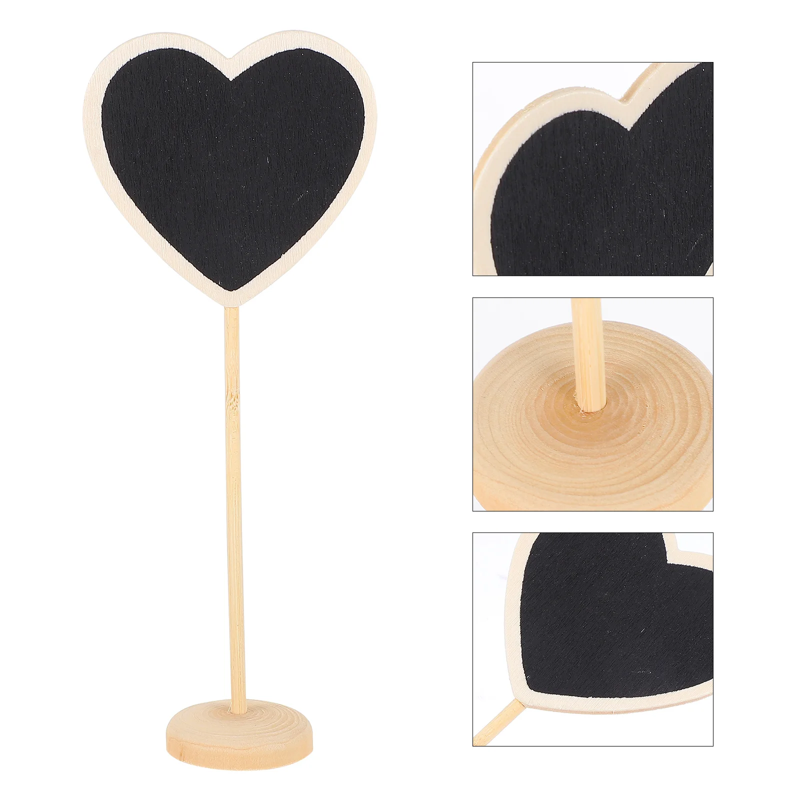 10 Uds. Tablero de mensajes decorativo, tableros de tiza para mesas, pizarra de madera con forma de corazón, pizarras de madera