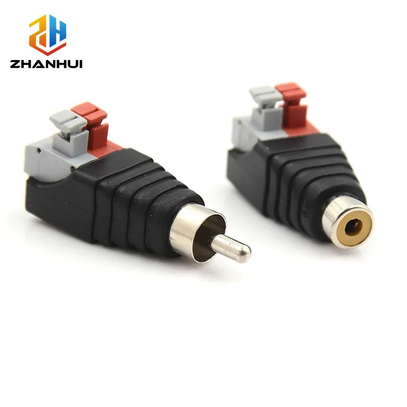 2/6/10PCS RCA Audio Connector - Male/Female Lotus Head Press Terminal for CCTV/AV/HiFi Sound Systems