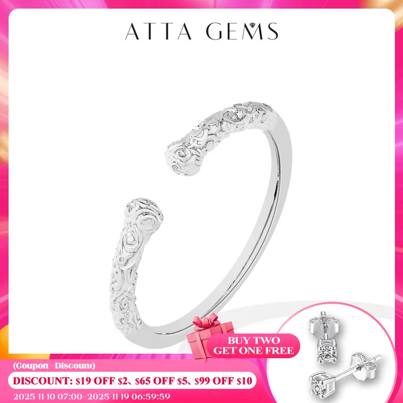 

ATTAGEMS ‌‌Golden Hoop‌ S925 Sterling Silver Engraved Ring 18K Gold Plated for Women Men Adjustable Party Birthday Jewelry Gifts