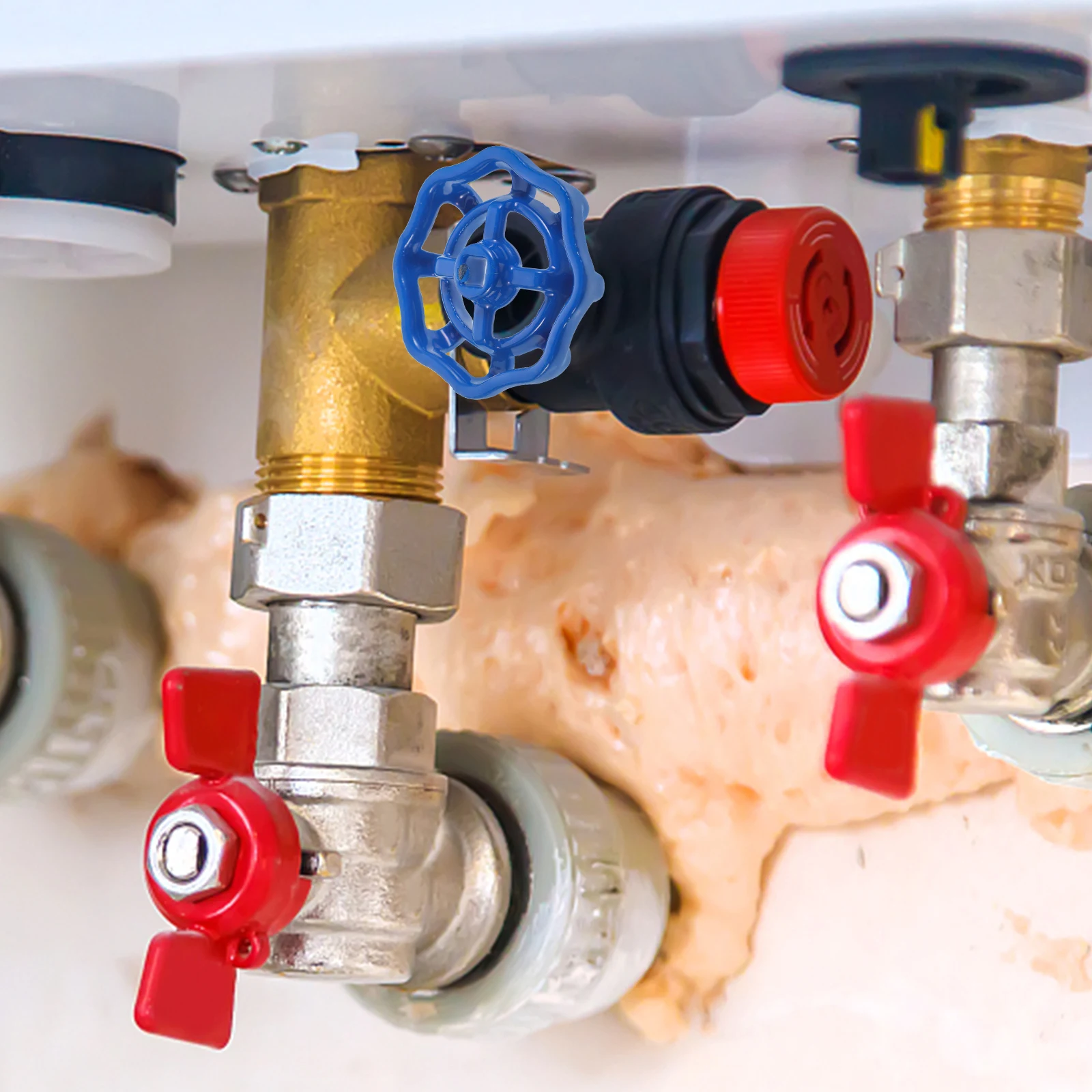 

2 Pcs Cast Steel Valve H 7x7mm Blue 64mm Outer Diameter for Water Faucet Gate Hose Bib Easy Operation Practical Design