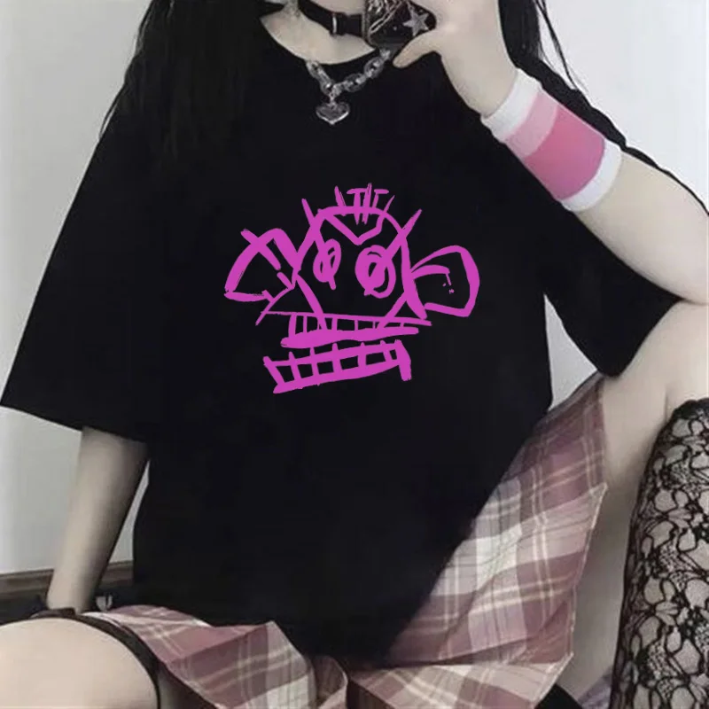 Camiseta de mono Jinx Arcane para hombre y mujer, camisa de Cosplay de Anime, Unisex, estética Grunge, manga corta, 100% algodón, ropa de calle de verano