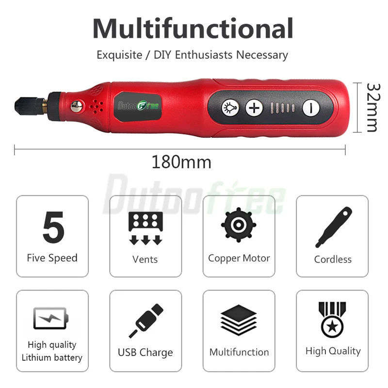 New USB Cordless Rotary Tool Kit Woodworking Engraving Pen DIY LED Light For Jewelry Metal Glass 5 Speed Mini Wireless Drill