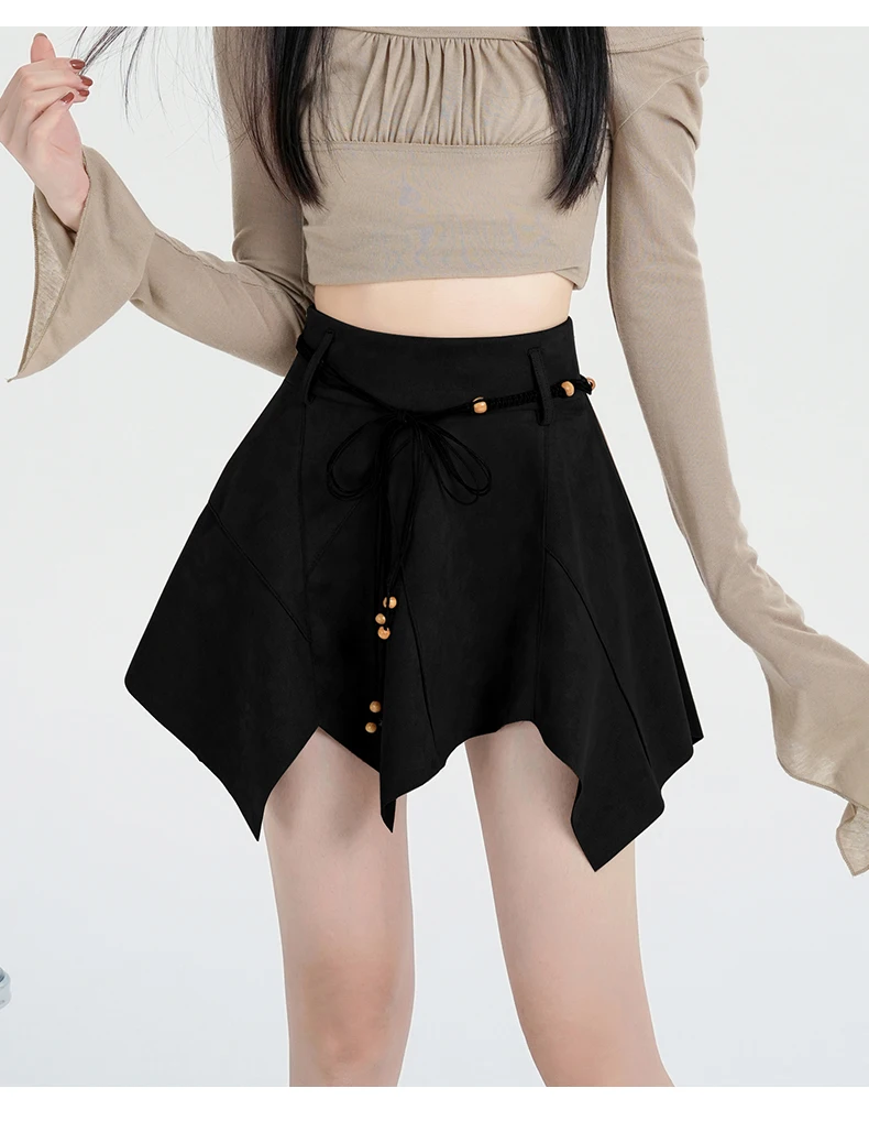 Featuring safety pants, half length skirt, spring/summer new personalized waistband, high waisted short skirt