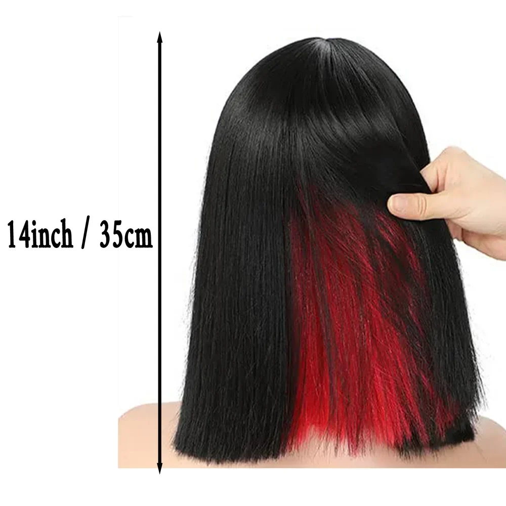 أسود مختلط الوردي قصير بوب الباروكات الاصطناعية مع الانفجارات الظلام مستقيم تأثيري اليومية شعر مستعار طبيعي للنساء استخدام مقاومة للحرارة