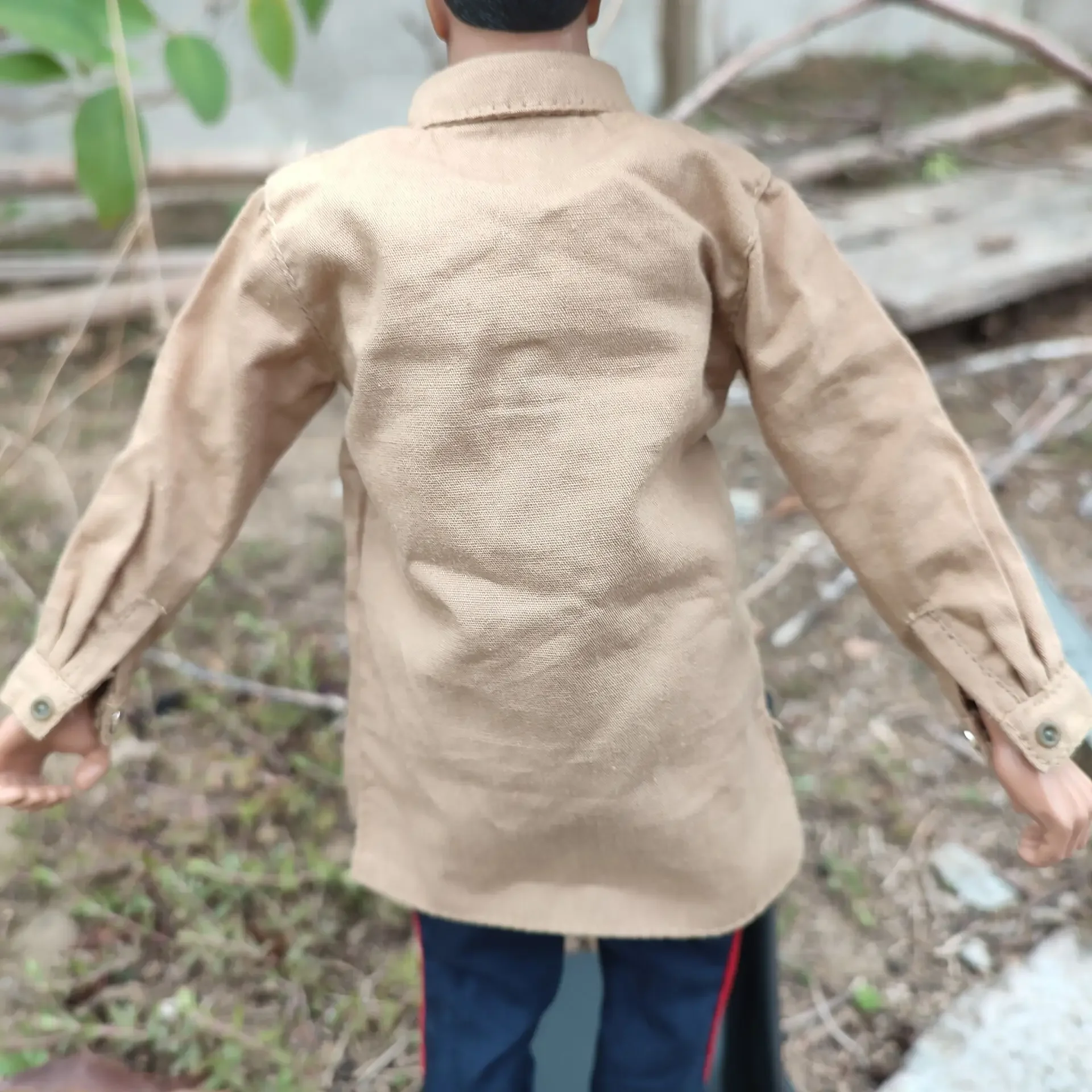 เสื้อเชิ้ตสีทรายแบบไม่มีกระเป๋า สไตล์สงครามโลกครั้งที่ 2 ภาคแอฟริกาเหนือ ขนาด 1/6 สำหรับตุ๊กตาแอคชั่นฟิกเกอร์ขนาด 12 นิ้ว
