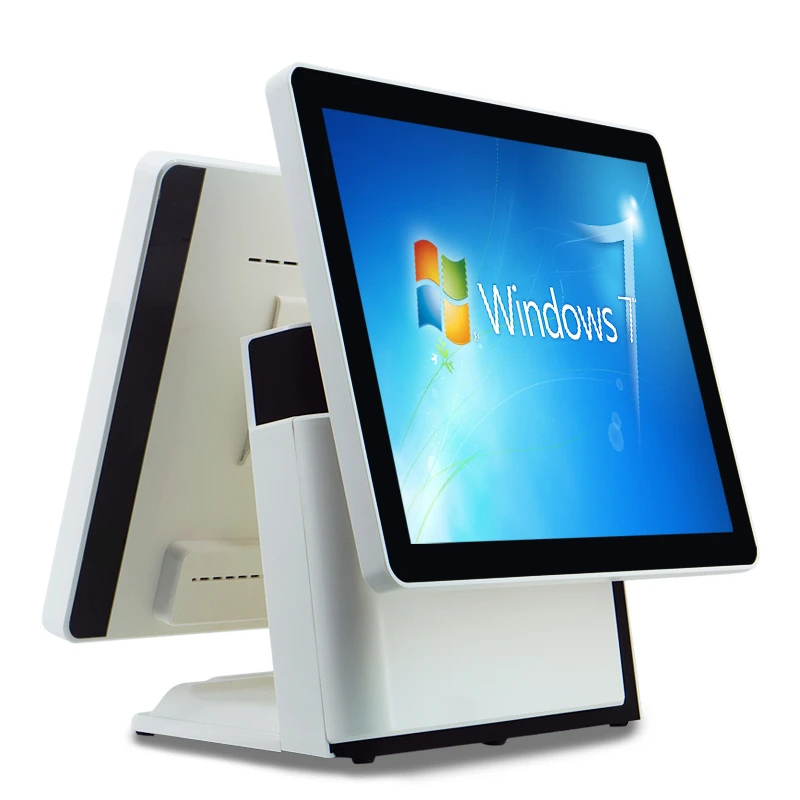 17+17 Inch Cash Register Touch Screen Restaurant Terminal All-in-One POS Systems With Inbuilt Printer J1900/I3/I5 CPU Win7/10 OS