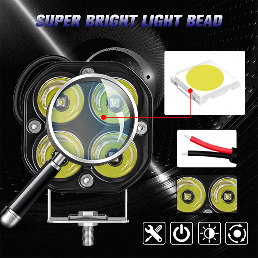 3inch Led Work Lights For Motorcycles Bright 4x4 Led Lamp Bar Spot Flood 25000LM for Tractor Truck Offroad SUV 12V 24V