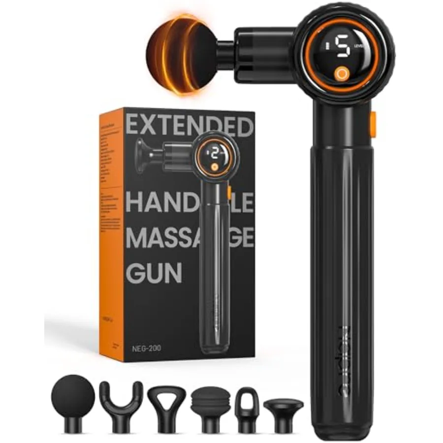 

Massage Gun with Extension Handle and 3 Adjustable AnglesDeep Tissue Back Massage for Neck/Shoulders/Waist/Legs/Body Pain Relie