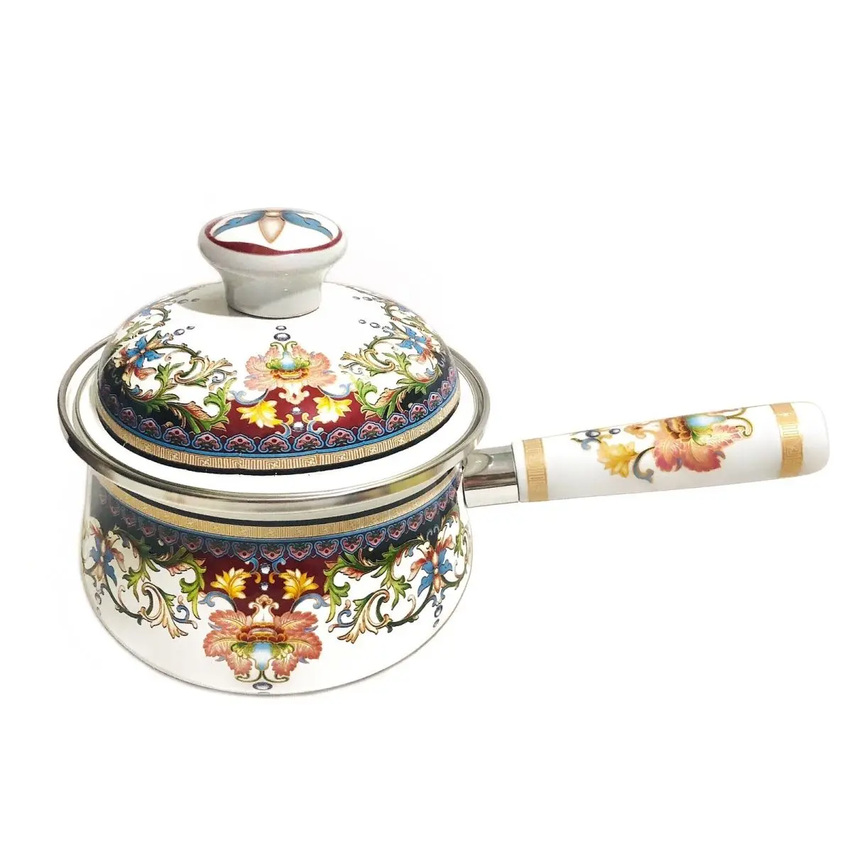 Enameled Single-handle Saucepan Anti-scald Enamel Pot Thickened Stew Pot Household Small Saucepan