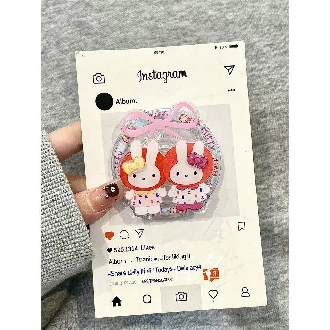 미피 귀여운 만화 휴대폰 케이스 귀여운 토끼 애니메이션 자석 홀더 폰 케이스 아이폰16프로맥스 아이폰151314 호환