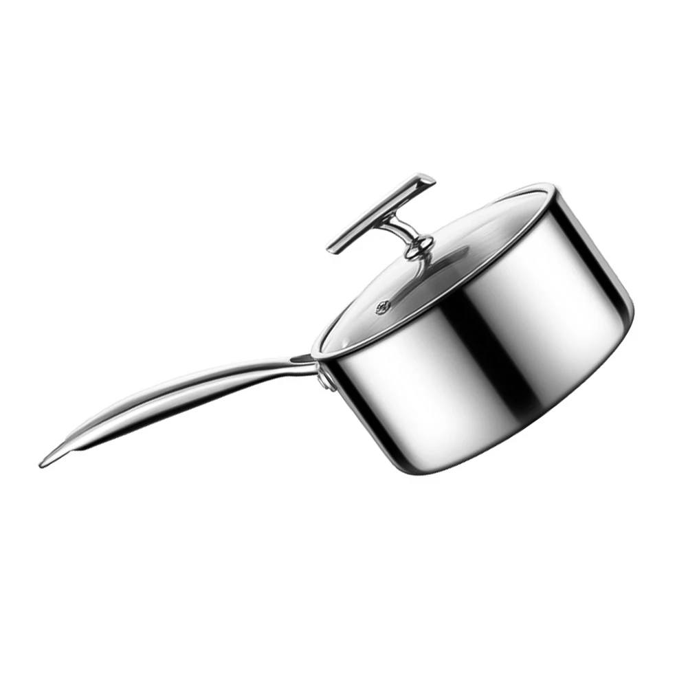 316 Stainless Steel Saucepan with Transparent Glass Lid for Real Time Monitoring While Preparing Baby Food Milk or Light Soups