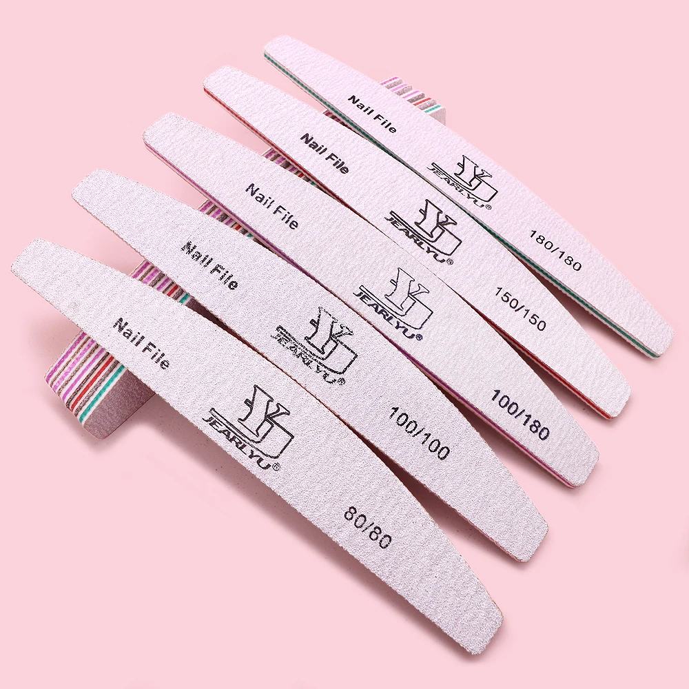 

5PCS Halfmoon Nail Files 80/100/150/180 Grit Reusable Washable Sanding Files Buffer Strip Double-sided Sandpaper Care Nail Tools