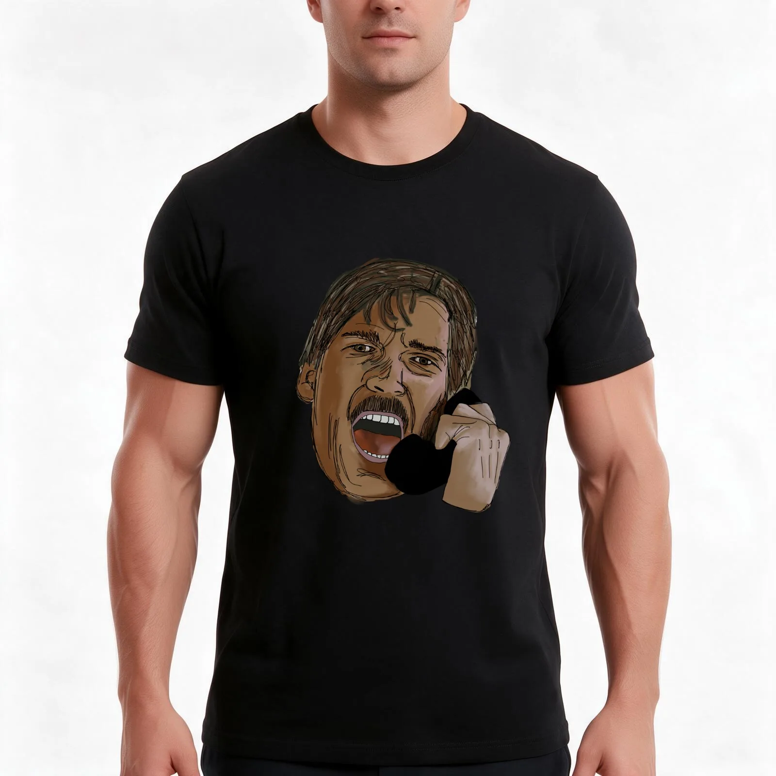 Turn it off! Tom Atkins T-Shirt, Summer Casual Cotton Tee, Oversized Streetwear Tops, Vintage Graphic Print, Unisex Men Women
