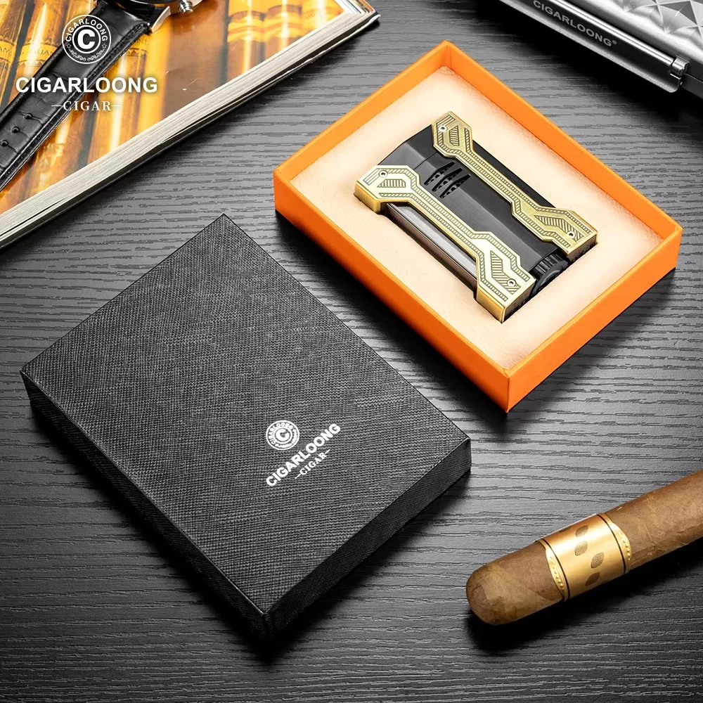 

Portable Windproof Direct Charging Cigar Lighter Alloy High Temperature Flame Nozzle Lighter Exquisite Gift Box Packagin CB-25B1