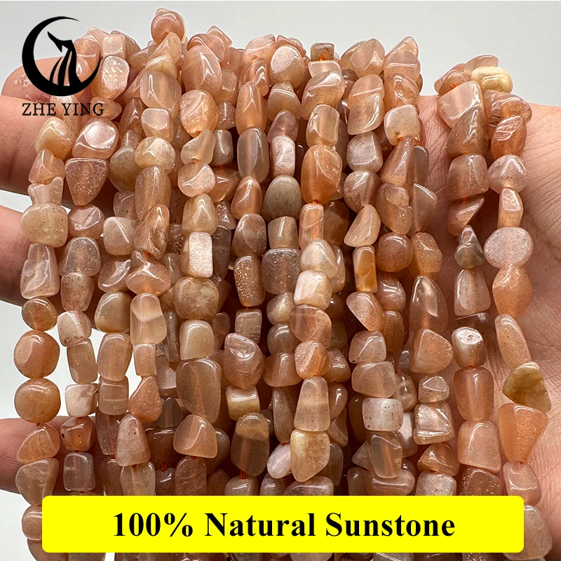 Zhe Ying 15\'\' Natural Irregular Peridot Stone Aquamarine Mookaite Sunstone Beads for Jewelry Making DIY Bracelet 6-8mm