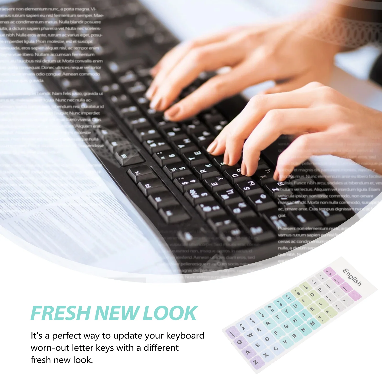 

2 Sheets Keyboard Decorative Sticker Universal English Keyboard Sticker Decal 1:1 Size Replacement for Laptop Notebook Keys