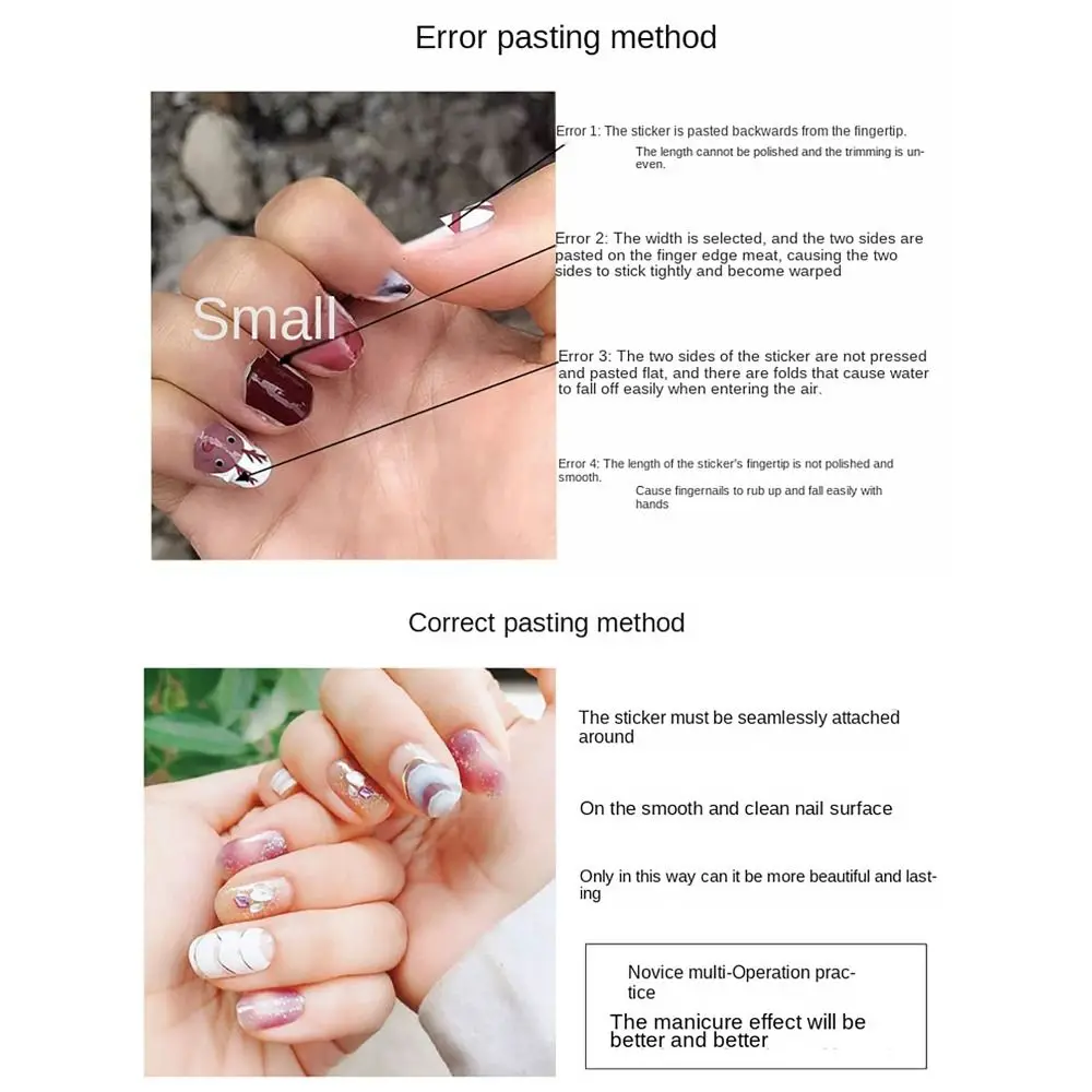 Easy To Removal 14Strips Gel Nail Stickers Semi Cured Floristic Nail Patch Full Cover Nail Art Stickers DIY Nail Art Making