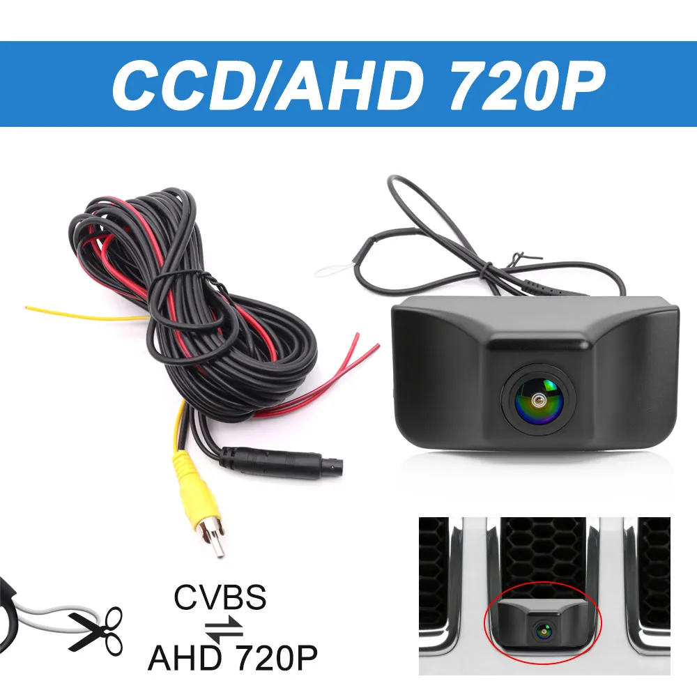 Smartour AHD 1080P HD Night Vision Vehicle Front View Camera For Jeep Compass Wrangler JK Liberty Light Car 180 Deg Fisheye Lens