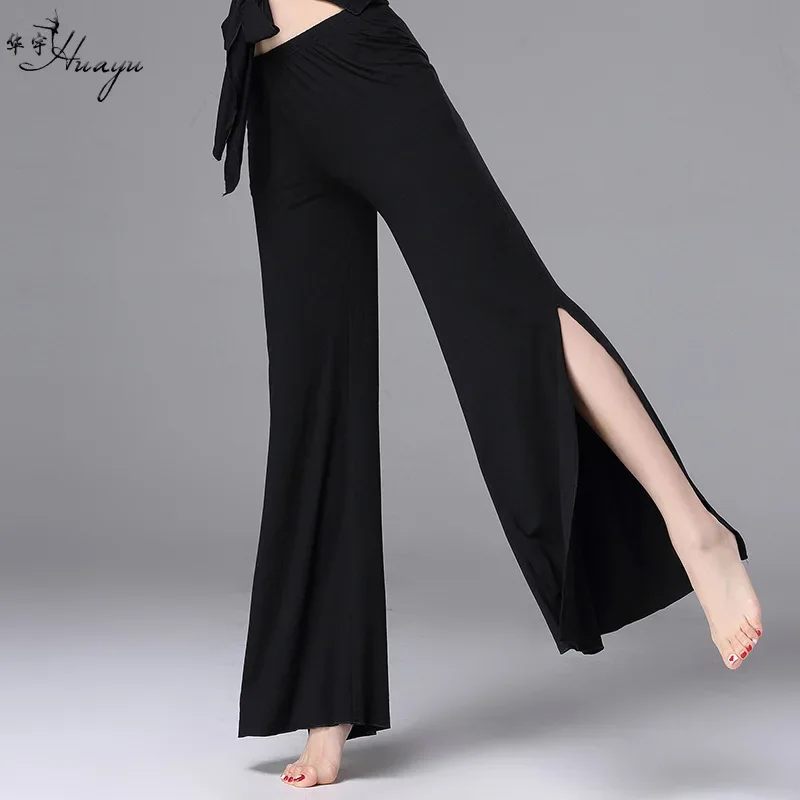 female training dancing solid pants black white woman belly dancing modal pants