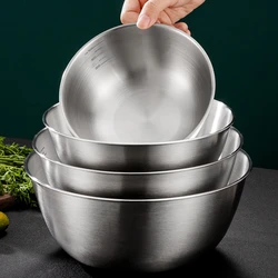 4Pcs 304 Stainless Steel Bowls Nesting Whisking Salad Bowls Set with Scale Mixing Bowls For Cooking Baking Storage Tableware