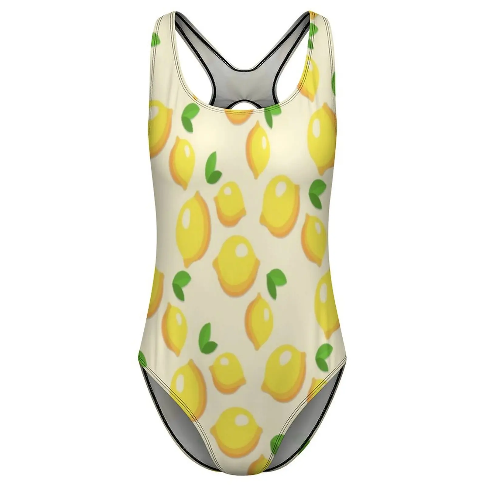 Adorable Lemon Print Swimsuit Fruits Pattern One Piece Swimwear Push Up Retro Bathing Suits Sexy Holiday Pool Design Swimsuits image 3