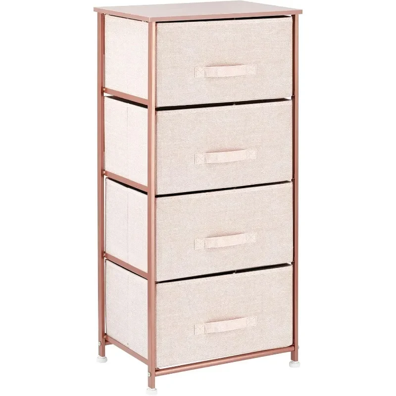 

Tall Dresser Storage Tower Stand with 4 Removable Fabric Drawers - Steel Frame, Wood Top Organizer for Bedroom